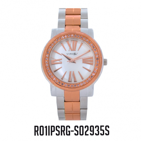 RELOJ VIROX METAL ANÁLOGO ESCAFANDRA PIEDRAS PLATEADO-ORO ROSA