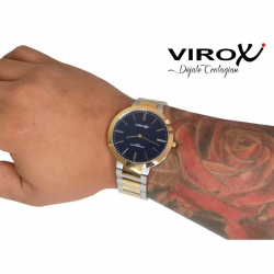 RELOJ VIROX EN ACERO ANÁLOGO DE HOMBRE SUPERPLANO PLATEADO/OROROSA