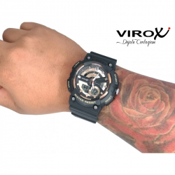 RELOJ VIROX DUALTIME ANALOGO-DIGITAL PULSO ADICIONAL OROROSA/NEGRO