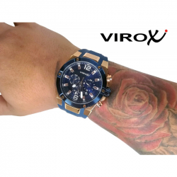 RELOJ VIROX EN ACERO MULTIFUNCIONAL HOMBRE AZUL/OROROSA