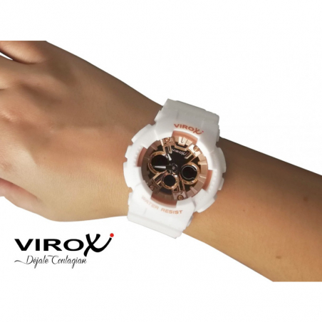 RELOJ DEPORTIVO VIROX DAMA ANÁLOGO-DIGITAL PU CIRCULAR BLANCO